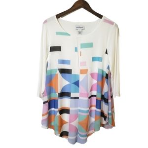 Peck & Peck Pastels Split Front Top Blouse Women's Size Medium